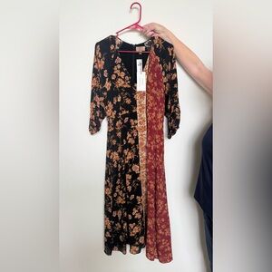 Floral Black and Red Dress